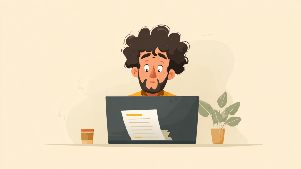 A job seeker puzzled by a generic AI-written resume, spotting a common AI resume mistake