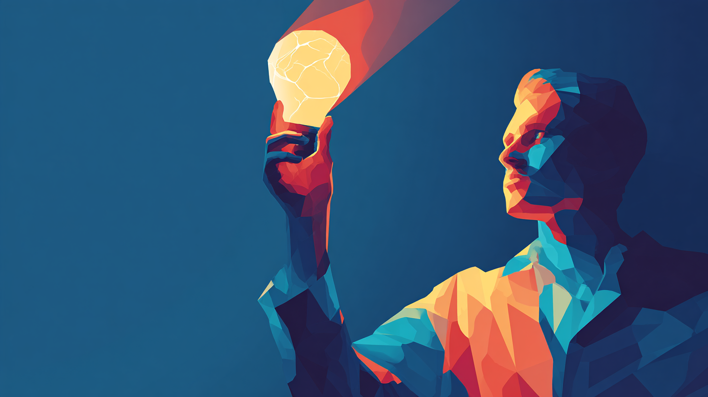 Illustration of a person holding a lightbulb that is cracked and dim inside, representing the risk of skipping the metacognitive cycle when using AI